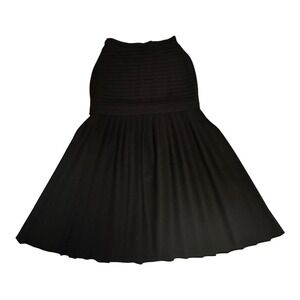 Vintage Istante by Gianni Versace Lined Wool‎ Pleated Open Sz 2 Black Midi Skirt